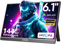 Moniteur portable ARZOPA 16,1 pouces 1080P FHD HDR 144 Hz 100 % sRGB pour la conception et les jeux, ultra fin pour ordinateur portable/PC/Mac/PS3/4/5/Xbox