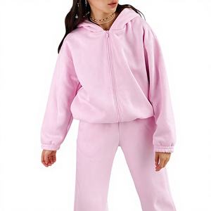 Ensemble de survêtement streetwear personnalisé pour femme, deux pièces, 100 % coton molletonné, à capuche avec cordon de serrage, longueur intégrale, respirant, écologique, vierge - Product Image 1
