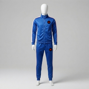 <b>Men</b> Royal Blue Tracksuit Set Full Zip Athletic <b>Jacket</b> Jogger Pants <b>White</b> Side Stripes Sportswear Training Gym Running Fitness - Product Image 1