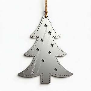 Customizable <b>White</b> <b>Christmas</b> <b>Tree</b> Ornament Metal Elegant Starry Pattern for Personalized Holiday Gifts Blank Sublimation - Product Image 4