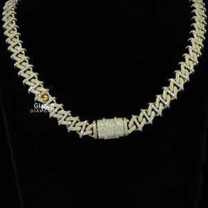 Hip Hop cuello joyería cadena cubana helado en diamantes de moissanita de corte brillante redondo en plata de ley 925 - Product Image 6