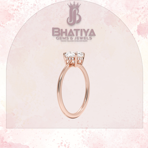 Anillo de compromiso nupcial chapado en oro de 14 quilates de gama alta estilo Elle, joyería de diamante de laboratorio Original para boda, diseño de Halo oculto - Product Image 4