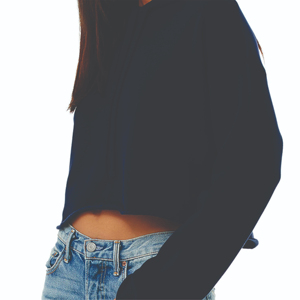 Sudadera con capucha térmica de lana recortada para mujer, hombro caído, 52% Airlume, anillo peinado, algodón hilado, 48% Poly High Light Front Logo invierno - Product Image 5