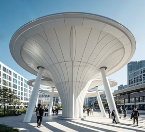 Cảnh quan ngoài trời hiện đại xây dựng vuông dù để che nắng độ bền kéo Cấu trúc thép màng - Product Image 5