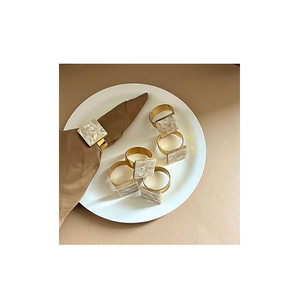 Vajilla con incrustaciones de nácar, servilletero, mesa de comedor, decoración con fregona dorada, servilleteros, fregona, servilletero de latón, chapado en anillo - Product Image 5