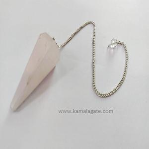 Venta al por mayor de péndulo de cristal de cuarzo rosa facetado piedra semipreciosa Natural para Reiki curación radiestesia péndulo de piedras preciosas en venta - Product Image 2