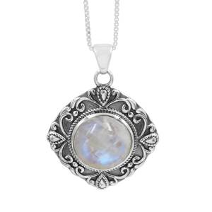 Natural Blue Rainbow <b>Moonstone</b> Round Handmade Necklace 925 Sterling Silver Gemstone Jewelry for Women June Birthstone - Product Image 4