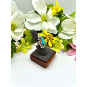 Hecho a Mano por los Navajo # Anillo de Plata de Ley y Turquesa, Joyería Coleccionable Cultural, Talla 6.75 - Product Image 2