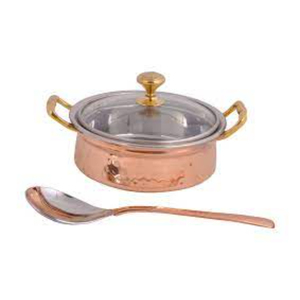 Plateau de service de luxe de qualité supérieure en métal rond de forme standard, finition argentée brillante polie et cuivre antique - Product Image 3