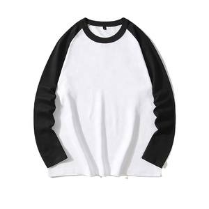 Raglan เสื้อยืดผู้ชายทูโทนผ้าฝ้ายไฮสตรีทแขนยาวแห้งเร็วพิมพ์ลาย - Product Image 1