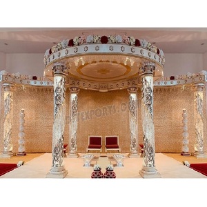 Mandap de cristal en espiral contemporáneo para boda, decoración de cristal hindú para boda, Mandap iluminado, decoración elegante para boda, Mandap de cristal - Product Image 1