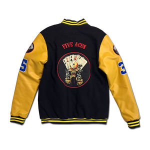 Veste universitaire en cuir pour homme de haute qualité personnalisée, manches en cuir, motif de lettres brodées en laine, logo surdimensionné sur le devant pour l'hiver - Product Image 2