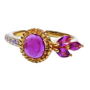 แหวนพลอยโกเมนทัวมาลีนชุบทองเงินสเตอร์925 - Product Image 5