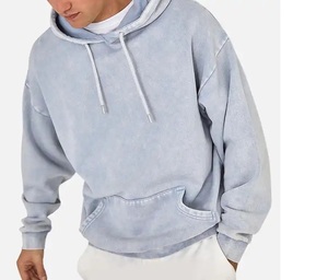 Sweat à capuche pour homme, délavé, manches longues personnalisées, effet délavé à l'acide, en tissu polaire - Product Image 3