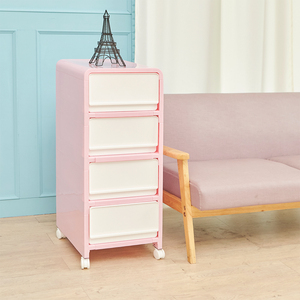 Rangement pour la maison de Taïwan Fabricant de meubles Armoires pour enfants 4 tiroirs Rangement pour jouets DIY Boîte en plastique avec roues - Product Image 3