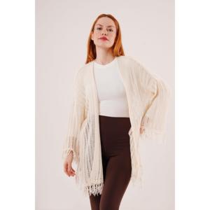Lustrin Women's Casual for Cardigan with Tassel Details and Perforated Knit Design Soft Breathable Standard Fit - Product Image 6