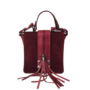 Sac à bandoulière mini en cuir suédé bordeaux pour femme, bretelles réglables, fermeture éclair tendance, portable, nouvelle conception, vente chaude, vente en gros, qualité supérieure - Product Image 2