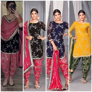 Trajes Patiala de Georgette de Diseñador, Listos para Usar, con Bordado Pesado, los Más Populares de FABZONE, para Bodas y Fiestas Indias - Product Image 6