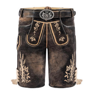 Unisex Bavarian Lederhosen cuero de ante de vaca corto Pakistán Oktoberfest moda patrón a cuadros cierre elástico medio transpirable - Product Image 3