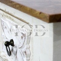Console en bois massif de chêne indien, finition vieillie, style rustique antique, avec tiroirs, pour salon, chambre, salle à manger, cuisine, rangement
