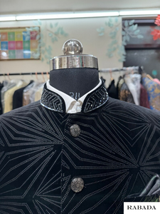 Costume noir brodé à la main, Jodhpuri sherwani hommes mariage Jodhpuri veste indienne Designer Jodhpuri costume ensemble indowestern hommes - Product Image 6