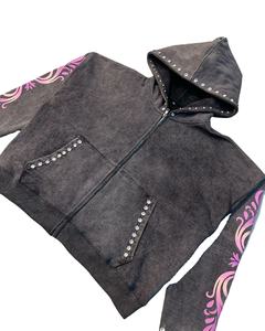 Sudadera con Capucha y Cremallera con Pedrería para Hombre, Diseño Nuevo, Estilo Casual, 100% Algodón, Corte Holgado, Ecológica - Product Image 4