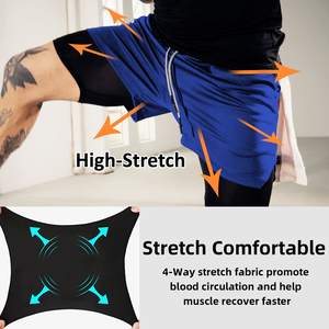 Short d'entraînement de gymnastique Pantalon double couche Sport personnalisé 2-en-1 short en maille Joggers Fitness Athletic Workout gym Short pour hommes - Product Image 3