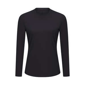 เสื้อยืดแขนยาวสำหรับผู้หญิงได้รับความนิยมสูงสินค้าใหม่สั่งทำได้สีพื้นผ้าฝ้าย100% กันยับ - Product Image 5