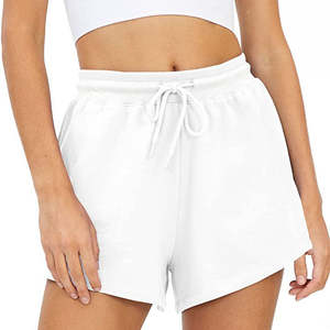 Pantalones cortos de chándal personalizados de cintura alta para mujer, pantalones cortos de algodón de felpa francesa informales de talla grande con estampado Digital liso para mujer - Product Image 1