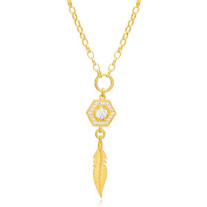 Plume Conception Zircon Pierre Rectangle Creux Charme Collier En Gros 925 Bijoux En Argent Sterling - Product Image 1