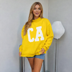 Sweat-shirt à col montant long et ample pour femme, en polaire chaude pour l'automne/hiver, pull décontracté, streetwear, tissu doux - Product Image 1