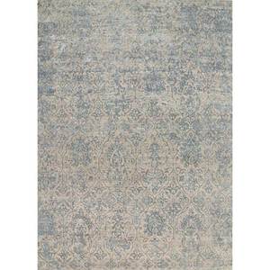 พรมขนสัตว์ผสมไหมไผ่ถักมือสีน้ำตาลเบจลายดอกไม้ สำหรับบ้าน ห้องนั่งเล่น ทางเดิน วัสดุวิสโคส รุ่น Esk-632 Chaos Theory - Product Image 1