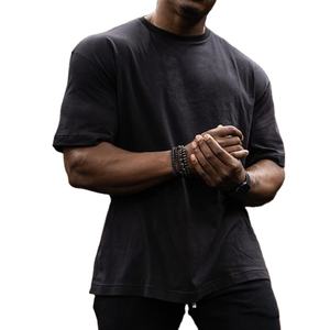 Camiseta negra de gimnasio personalizada al por mayor camiseta de gran tamaño con gráfico de algodón cuadrado lavado ácido en blanco liso para hombre - Product Image 3