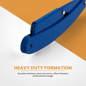 Sécurité de rasoir à bord droit de barbier professionnel bleu avec 100 lames en acier inoxydable à 100% - Product Image 5