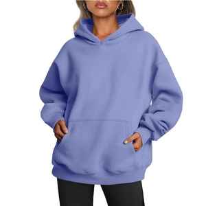 Vente en gros personnalisable imprimé surdimensionné hiver long devant velours femmes Streetwear à capuche lourd décontracté 100% coton - Product Image 1