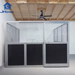 Customized Outdoor Portable Metal HDPE Hot Dip Galvanized Black Horse Stall Stable Box Panels Sliding Door