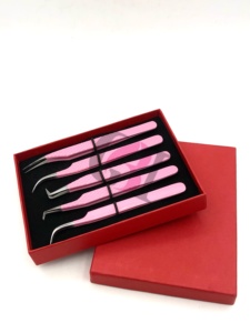 Meilleures pinces à cils antistatiques GETUP BROSONS IMPEX de haute qualité, revêtement en poudre rose, 90 degrés, nouvelles pinces à cils incurvées en acier inoxydable de 10 mm - Product Image 2