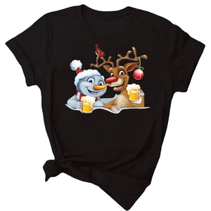 Soft Casual Party Wear Short Sleeves for <b>Summer</b> Christmas Santa Claus Disguise for Couple Customized Men's Polyester T-<b>Shirt</b> - Product Image 1