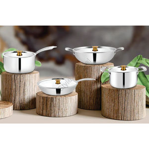 Juego de utensilios de cocina de acero inoxidable de 4 piezas de primera calidad, diseño triplicado ligero, caja de cocina alta con espejo clásico elegante y duradero - Product Image 1