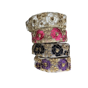 Adorno de encaje con cuentas bordadas de diseñador de alta calidad 2025 para vestidos cintas decoradas con lentejuelas precio al por mayor para exportar India - Product Image 1