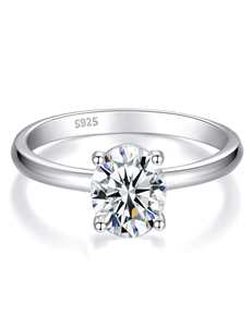 Bague de Fiançailles et d'Anniversaire de Mariage Classique de Haute Qualité en Argent 925 avec Moissanite Ovale de 2 Carats et Bande Élégante - Product Image 5