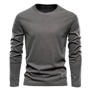 T-shirts à manches longues en coton 100% de haute qualité pour hommes, hauts classiques et solides pour vêtements décontractés de printemps - Product Image 2