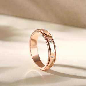 Jeulia Rhodium Plated Sterling Silver <b>Spinner</b> <b>Ring</b>-Rotatable Round Cut Zircon Geometric Cluster Band for Women - Product Image 5