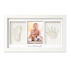 Kit d'empreintes de pieds sans encre pour nouveau-né 2025, non toxique, fait à la main, MDF écologique, design moderne, cadre photo pour bébé, encre à contact propre - Product Image 1