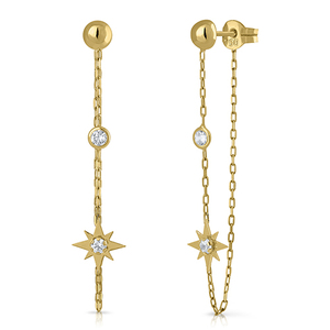 ต่างหูทรงยาวชุบทอง14K/18K ประดับเพชร CZ และไข่มุกรูปทรงเรขาคณิตสำหรับงานแต่งงานและงานปาร์ตี้ - Product Image 1