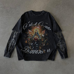 Sudadera personalizada para hombre con serigrafía, manga desmontable, estilo holgado, doble capa, camiseta de manga larga para hombre - Product Image 1