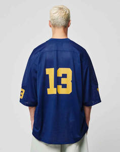 Camiseta de malla con logotipo de serigrafía Retro personalizada, ropa de calle de fútbol americano cuadrada recortada, camiseta para hombre, estilo de camiseta de fútbol - Product Image 5