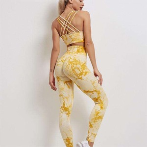 Women's Casual Seamless High Waist Breathable Anti-Bacterial Gym Fitness Sport Leggings Wholesale Yoga Pants Tie Dye Design - Product Image 5