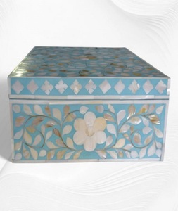 Precio al por mayor de fábrica, caja de incrustaciones de hueso decorativa hecha a mano india, caja de regalo de resina con incrustaciones de hueso, caja de incrustaciones de hueso de joyería decorativa - Product Image 2