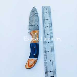 Couteau Skinner en acier damas de 8 "fait à la main manche en bois Pakka avec gaine en cuir gratuit couteau de survie de chasse - Product Image 5